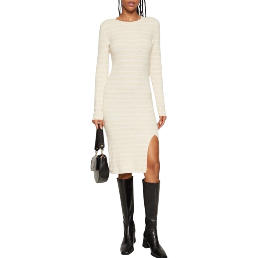 NEW Gap Side Slit Knit Sweater‎ Midi Dress Stripes